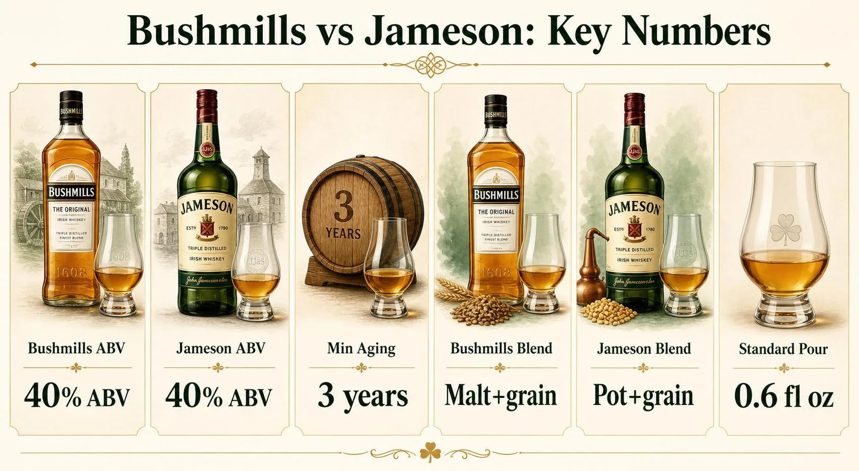 Bushmills vs Jameson: Key Numbers — key facts at a glance