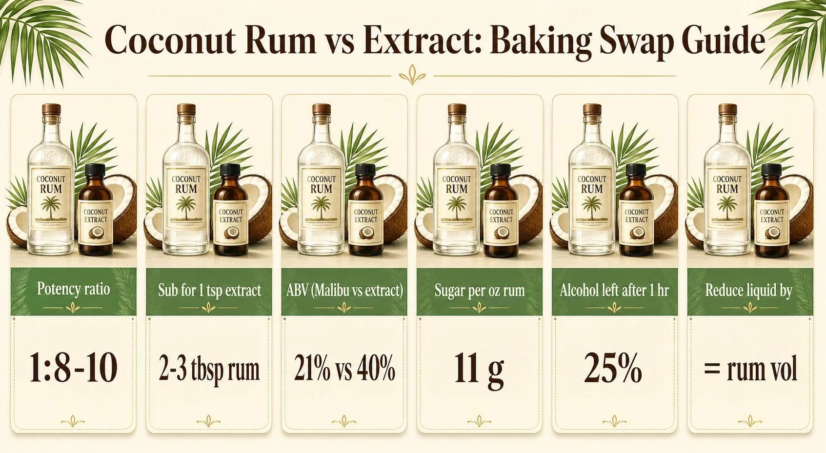 Can I Substitute Coconut Rum For Coconut Extract? 1 Coconut Rum vs Extract: Baking Swap Guide — key facts at a glance