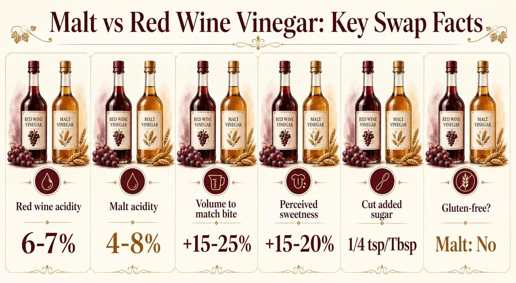 Can I Use Malt Vinegar Instead Of Red Wine Vinegar? 1 Malt vs Red Wine Vinegar: Key Swap Facts — key facts at a glance