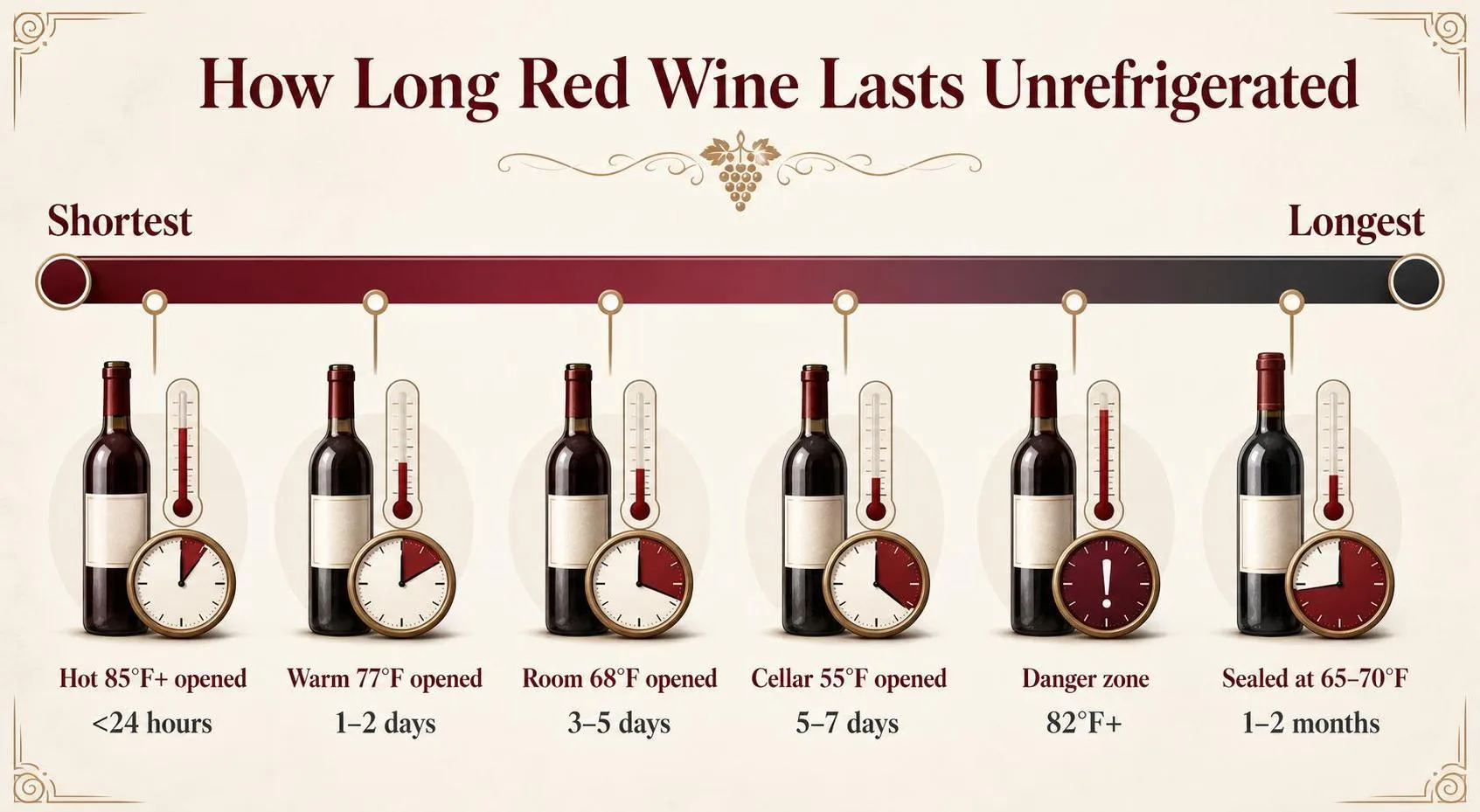 Can Red Wine Be Left Unrefrigerated? 1 How Long Red Wine Lasts Unrefrigerated — key facts at a glance