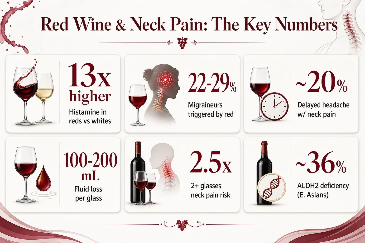 Red Wine & Neck Pain: The Key Numbers — key facts at a glance