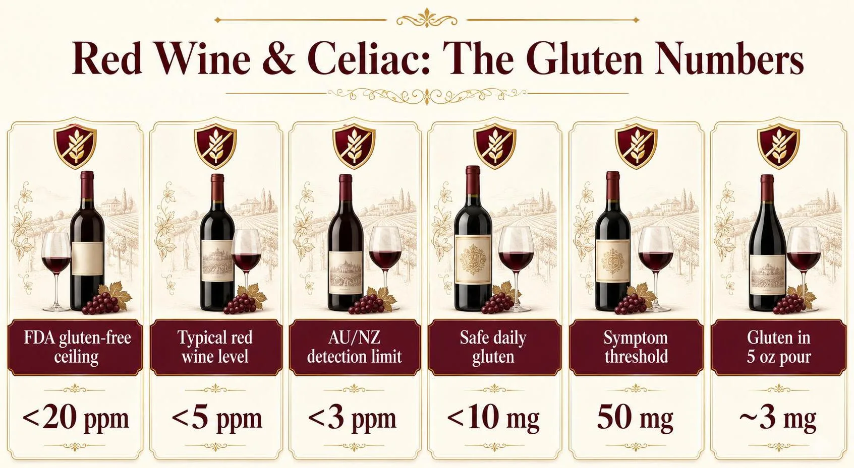 Can You Drink Red Wine With Celiac Disease? 1 Red Wine & Celiac: The Gluten Numbers — key facts at a glance