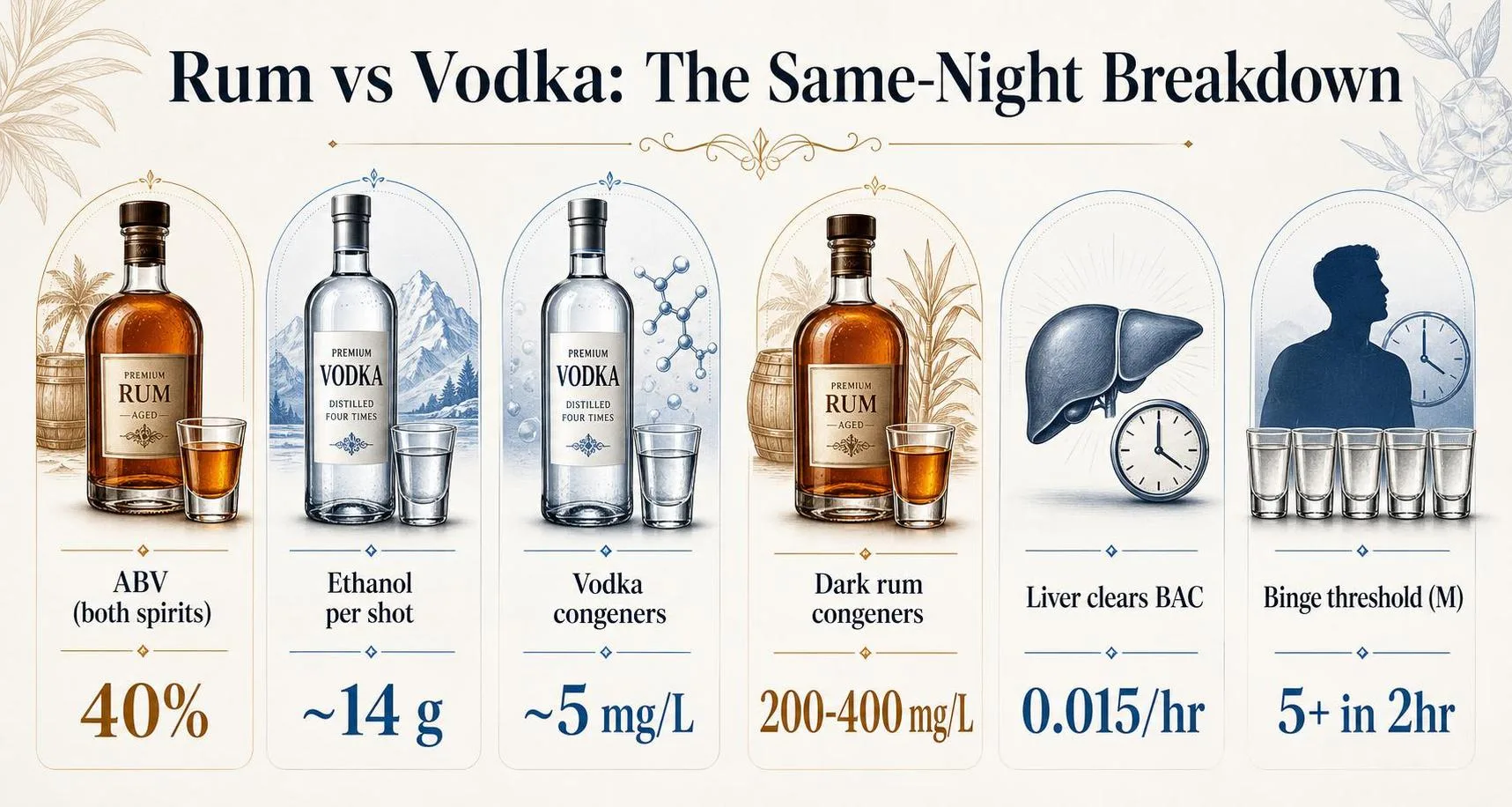 Can You Drink Rum And Vodka In The Same Night? 1 Rum vs Vodka: The Same-Night Breakdown — key facts at a glance