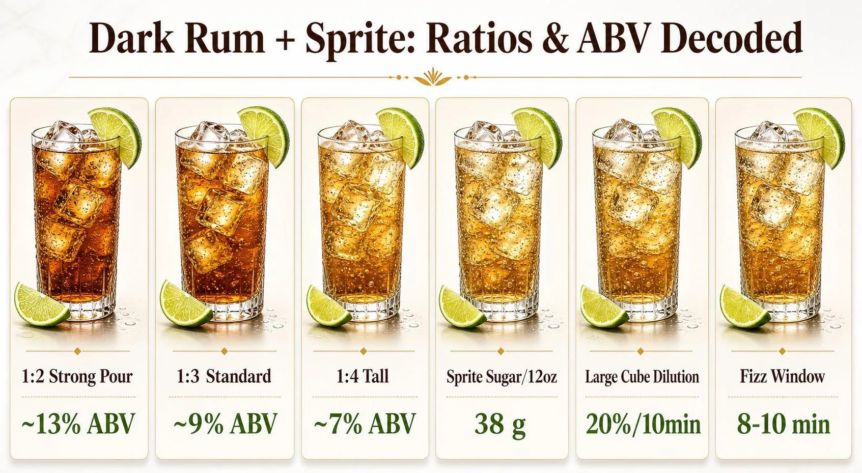 Can You Mix Dark Rum With Sprite? 1 Dark Rum + Sprite: Ratios & ABV Decoded — key facts at a glance