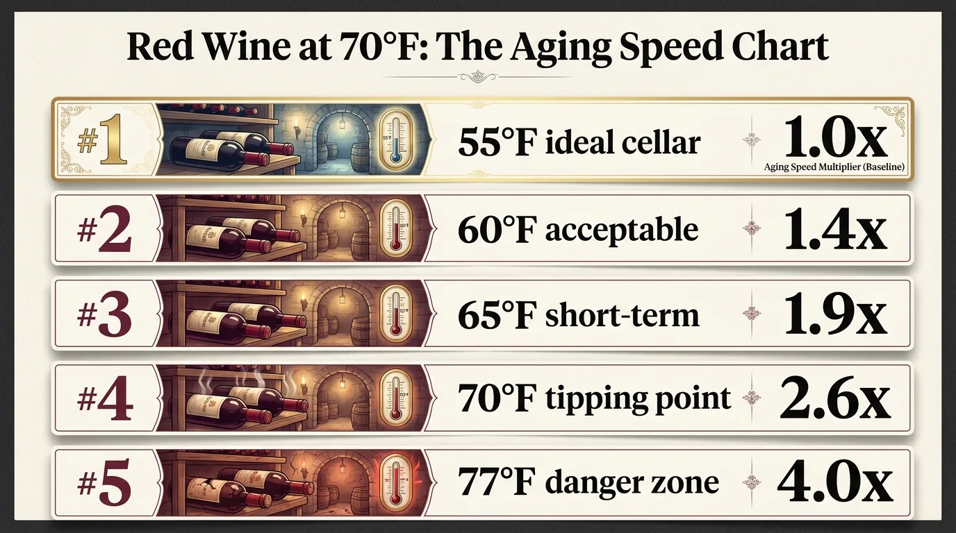Can You Store Red Wine At 70 Degrees? 1 Red Wine at 70°F: The Aging Speed Chart — key facts at a glance