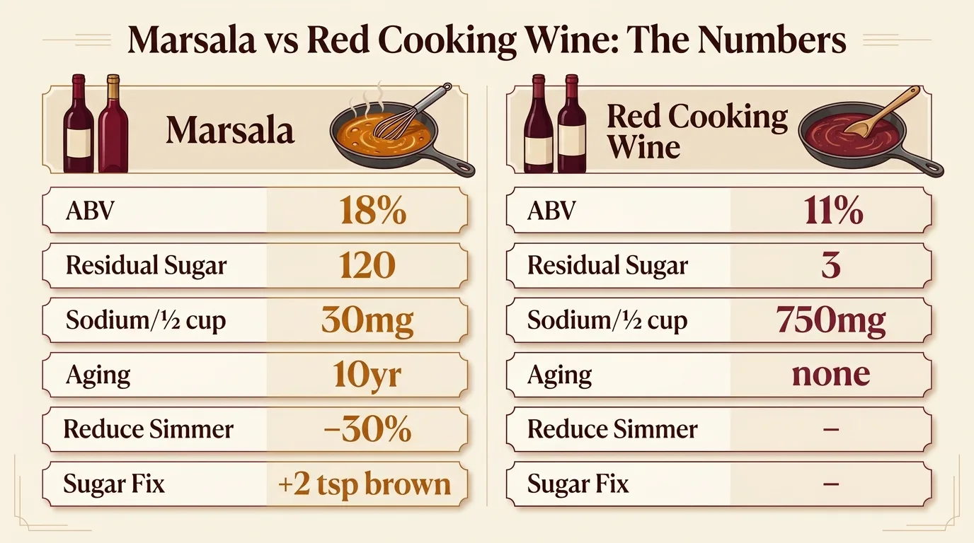 Can You Substitute Red Cooking Wine For Marsala? 1 Marsala vs Red Cooking Wine: The Numbers — key facts at a glance