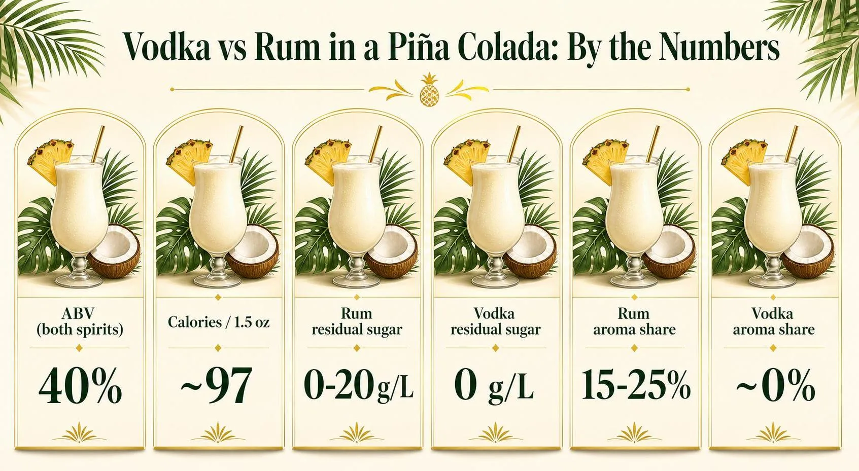 Vodka vs Rum in a Piña Colada: By the Numbers — key facts at a glance