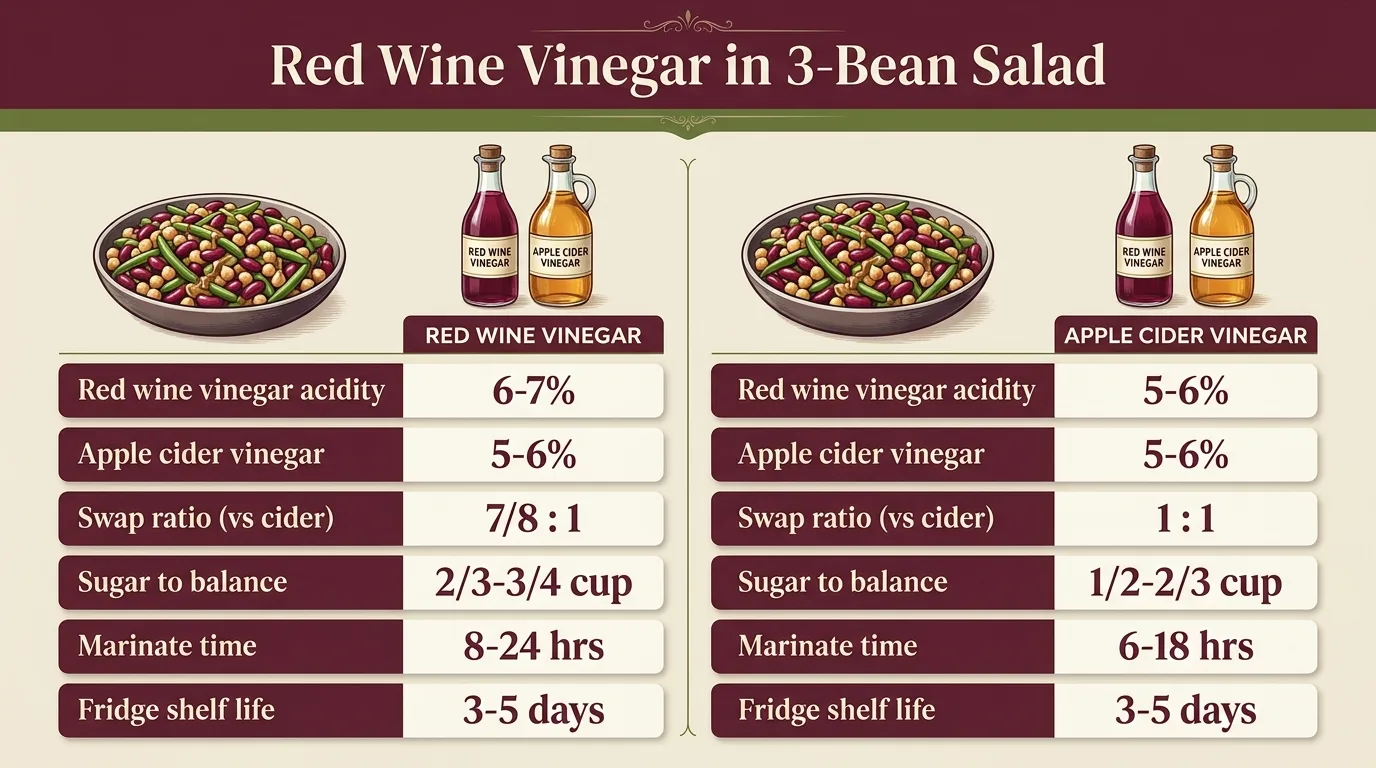 Red Wine Vinegar in 3-Bean Salad — key facts at a glance