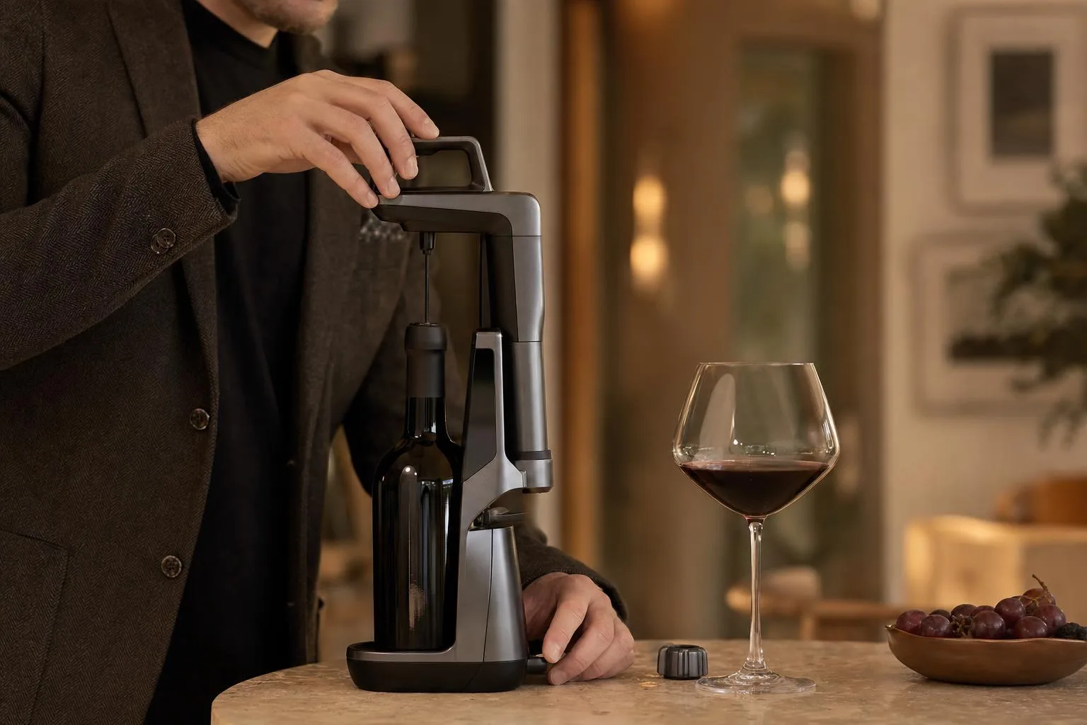 The Coravin Model Eleven shown in everyday use at home, as tested by FlightWineBar