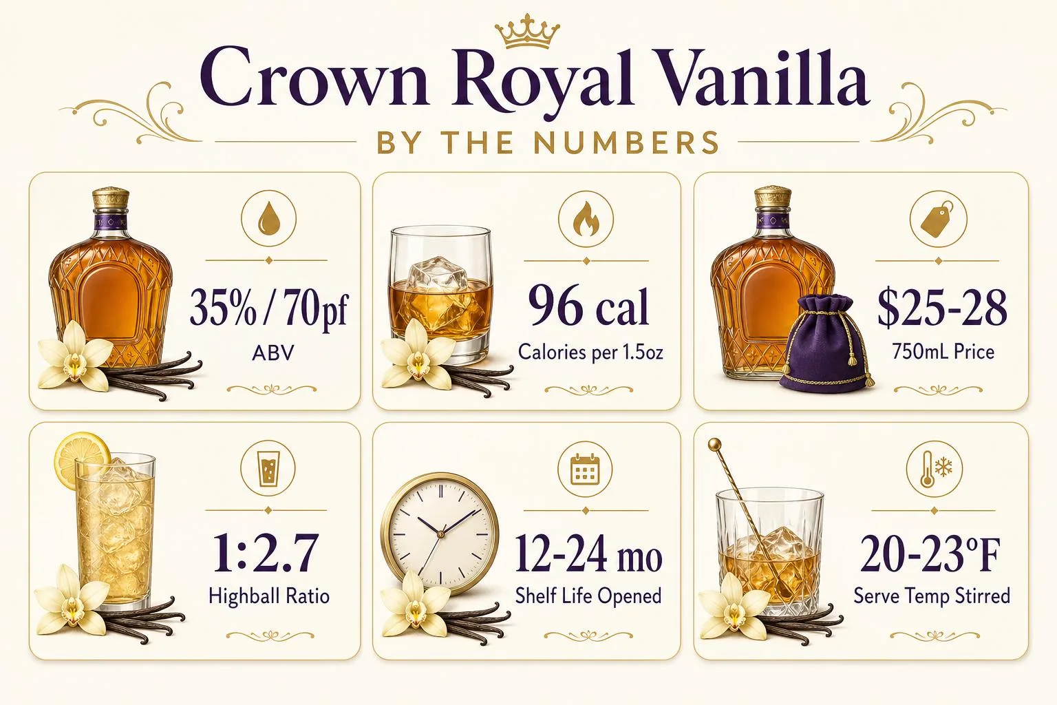 Crown Royal Vanilla Drinks - Our Top 12 Recipes 1 Crown Royal Vanilla by the Numbers — key facts at a glance