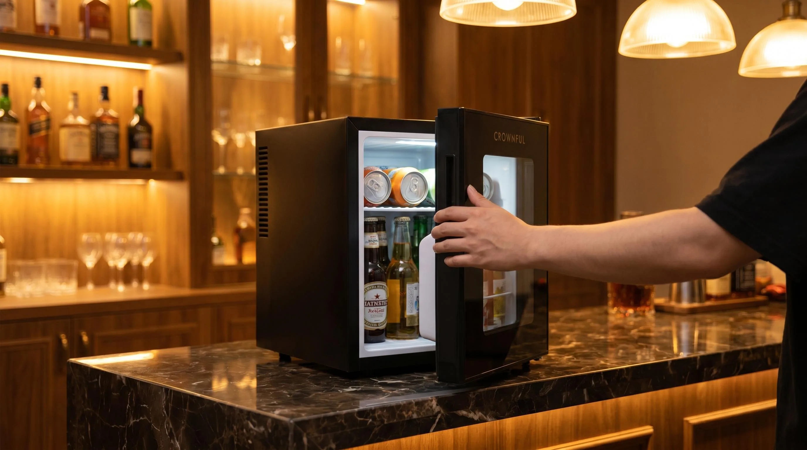 The CROWNFUL CF-PC4LBLK shown in everyday use at home, as tested by FlightWineBar