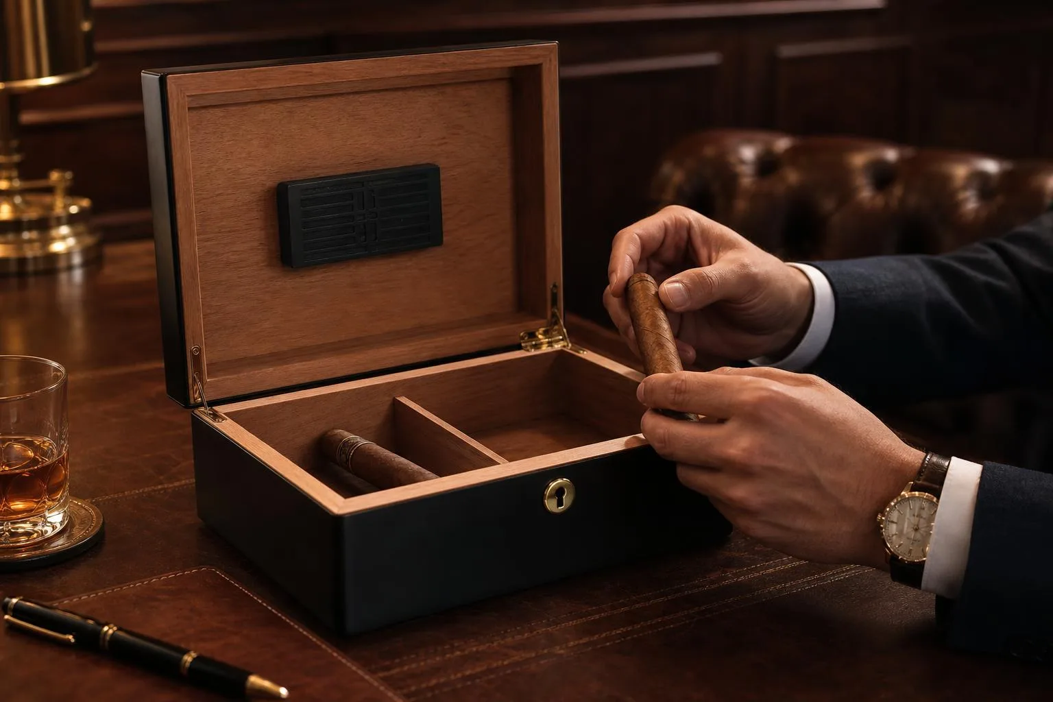 The Display 2 Cigar Humidor shown in everyday use at home, as tested by FlightWineBar