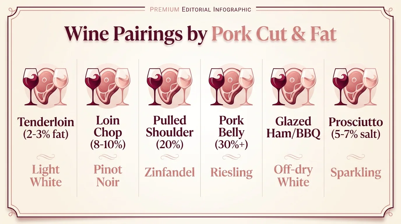 Wine Pairings by Pork Cut & Fat — key facts at a glance