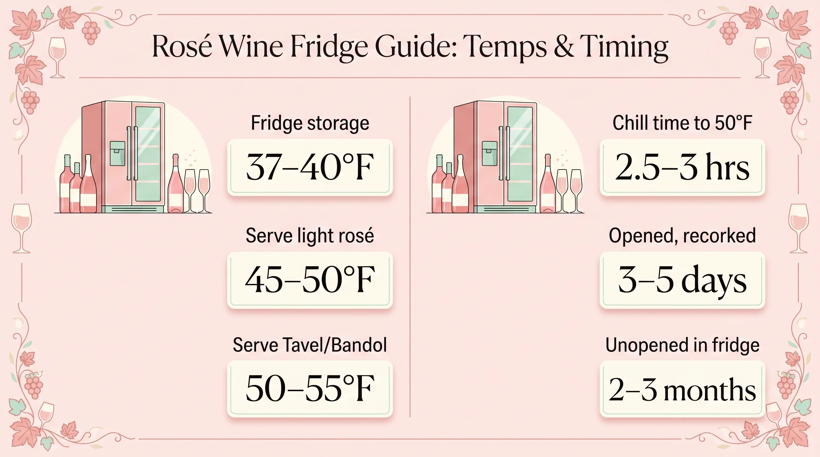 Do You Put Rose Wine In The Fridge? 1 Rosé Wine Fridge Guide: Temps & Timing — key facts at a glance
