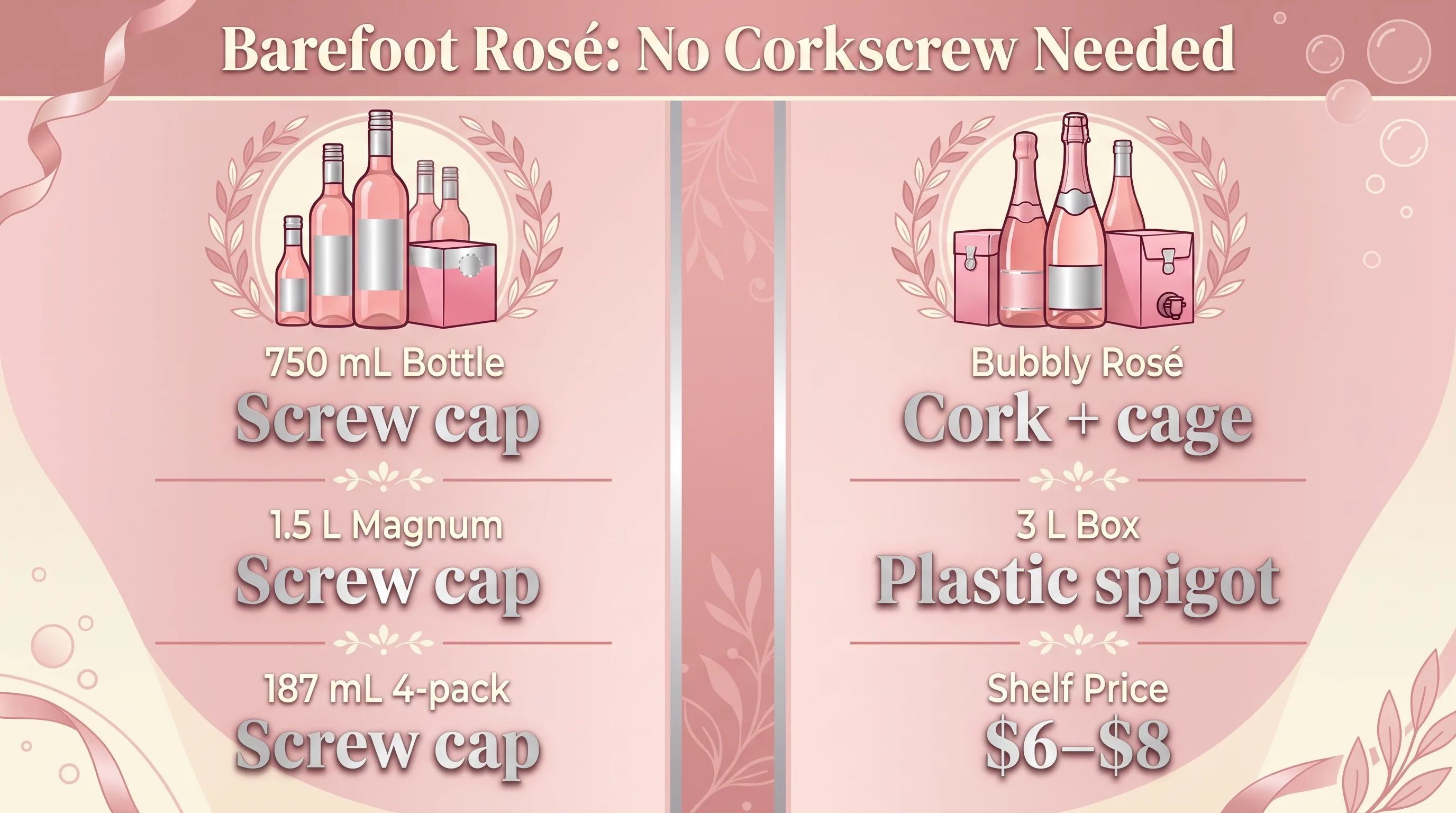 Does Barefoot Rose Wine Need A Corkscrew? 1 Barefoot Rosé: No Corkscrew Needed — key facts at a glance