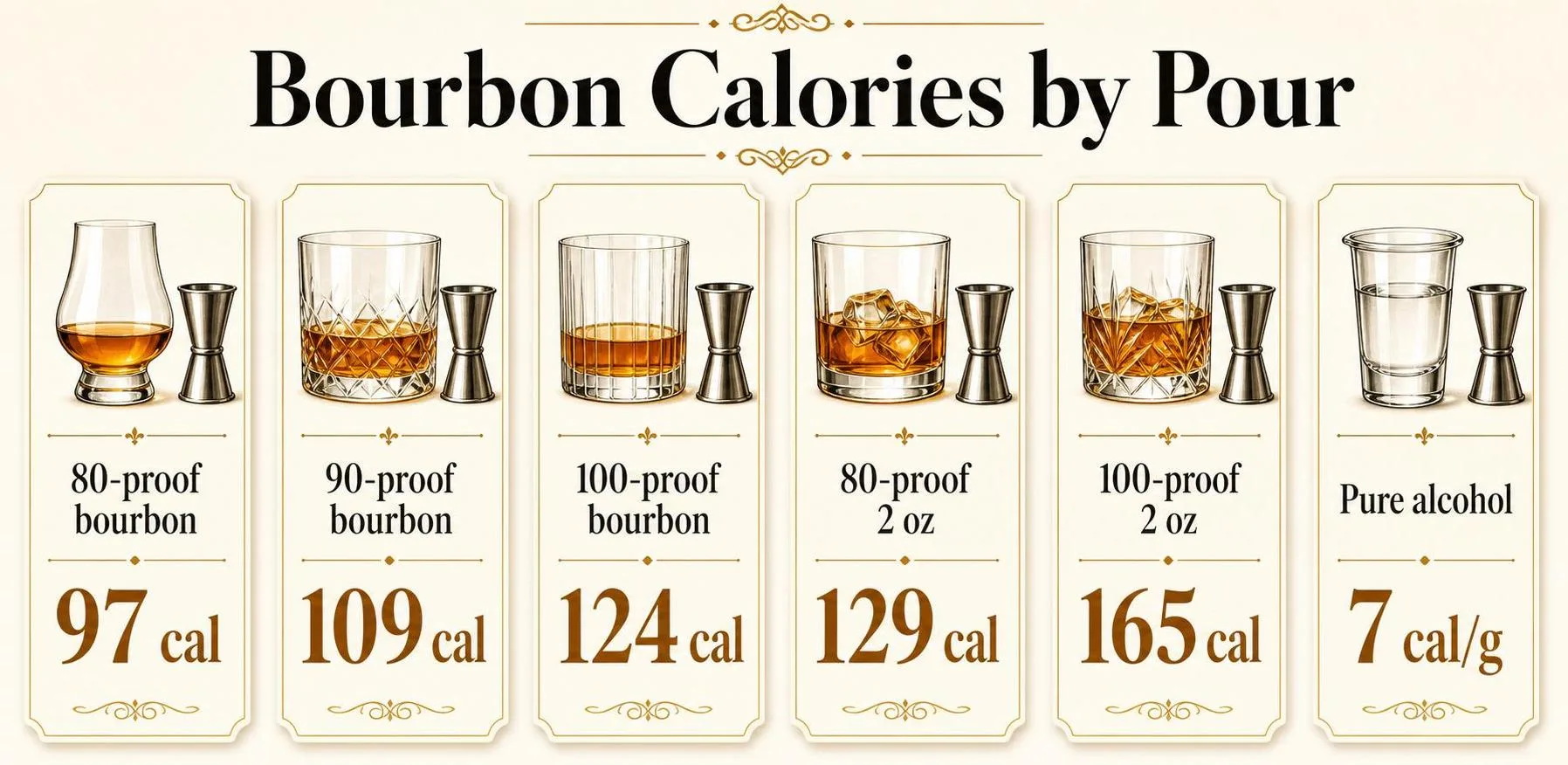 Does Bourbon Have Less Calories And Sugar Than Red Wine? 1 Bourbon Calories by Pour — key facts at a glance
