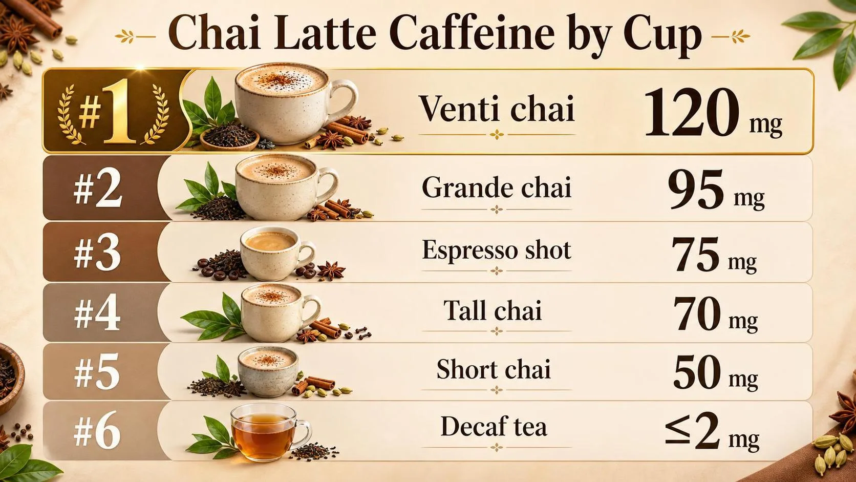 Does Chai Latte Have Caffeine? What You Need to Know 1 Chai Latte Caffeine by Cup — key facts at a glance