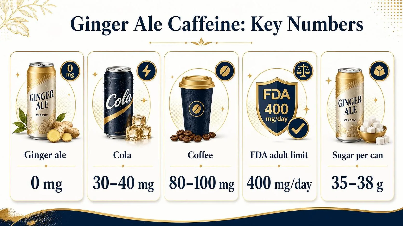 Does Ginger Ale Have Caffeine? In-depth Answer 1 Ginger Ale Caffeine: Key Numbers — key facts at a glance