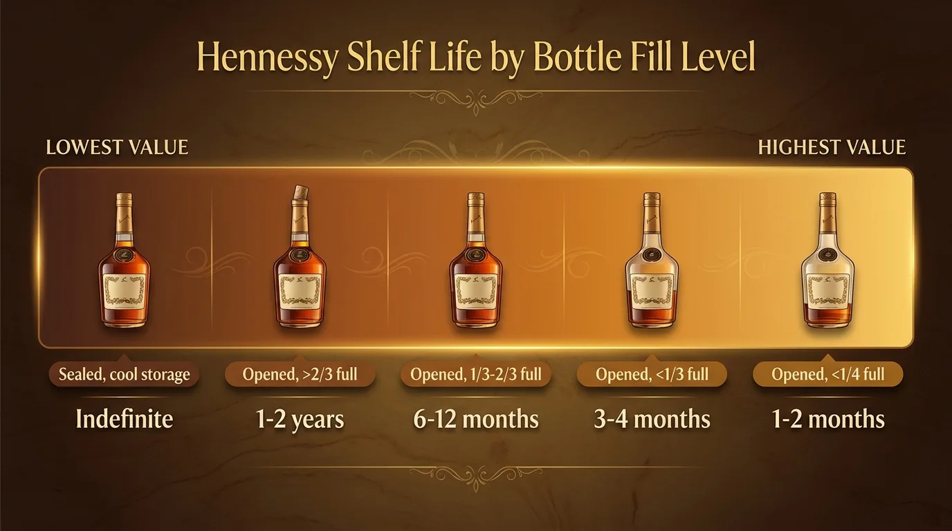 Hennessy Shelf Life by Bottle Fill Level — key facts at a glance