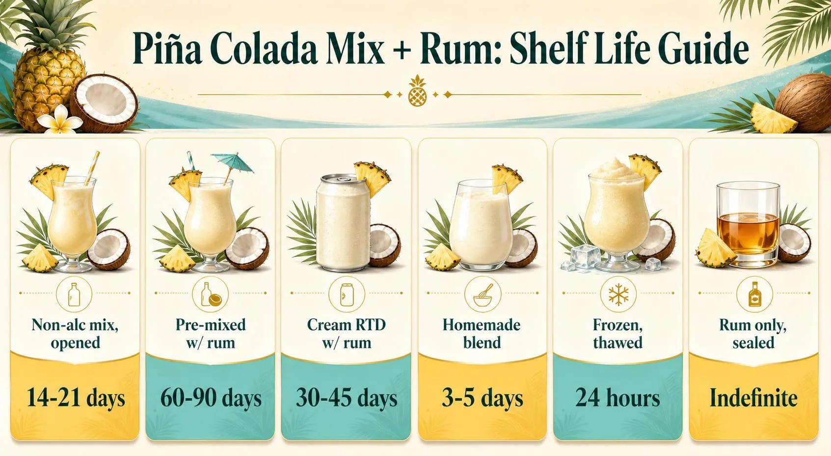 Piña Colada Mix + Rum: Shelf Life Guide — key facts at a glance