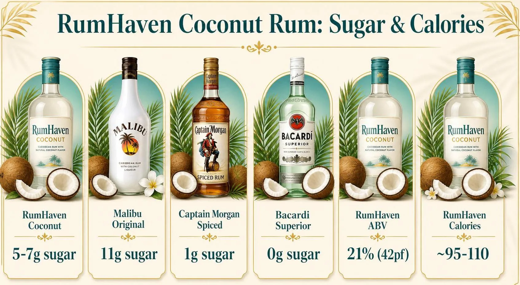 RumHaven Coconut Rum: Sugar & Calories — key facts at a glance