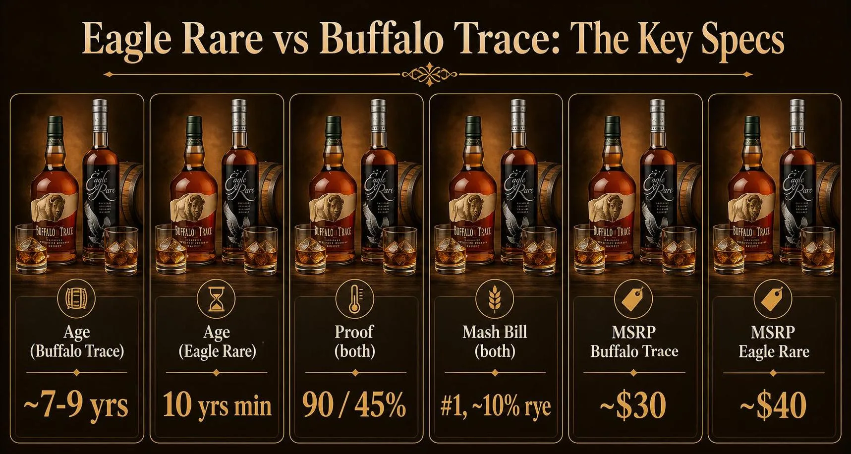 Eagle Rare vs Buffalo Trace: The Key Specs — key facts at a glance