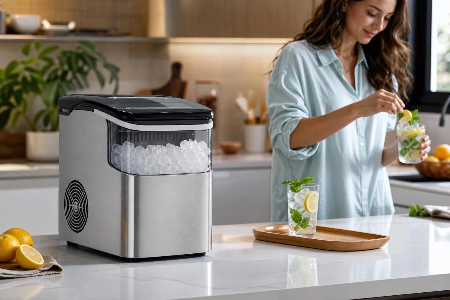 Euhomy IM-FSERIES Ice Maker Review 2026 3 The Euhomy IM-FSERIES shown in everyday use at home, as tested by FlightWineBar