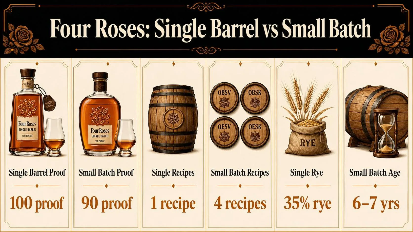 Four Roses: Single Barrel vs Small Batch — key facts at a glance