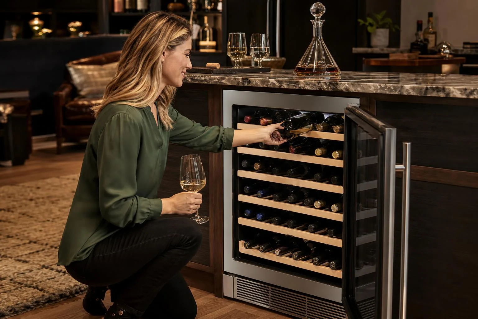 The Frigidaire FFWC3822QS shown in everyday use at home, as tested by FlightWineBar