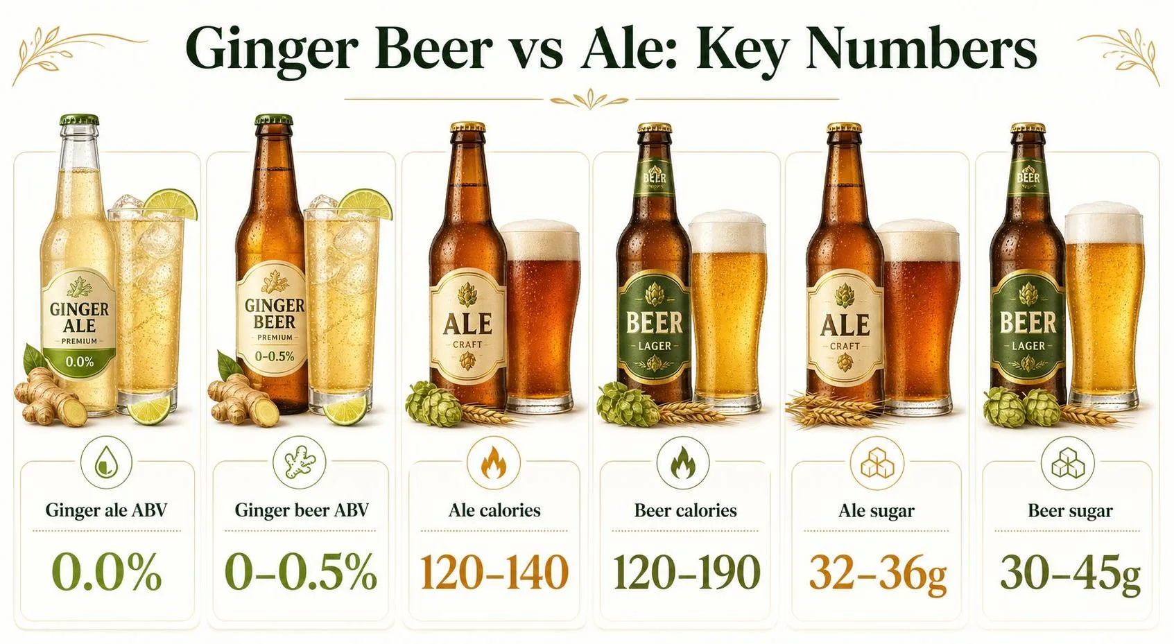 Ginger Beer vs Ginger Ale: Difference, Taste, Cocktails (2026 Guide) 1 Ginger Beer vs Ale: Key Numbers — key facts at a glance