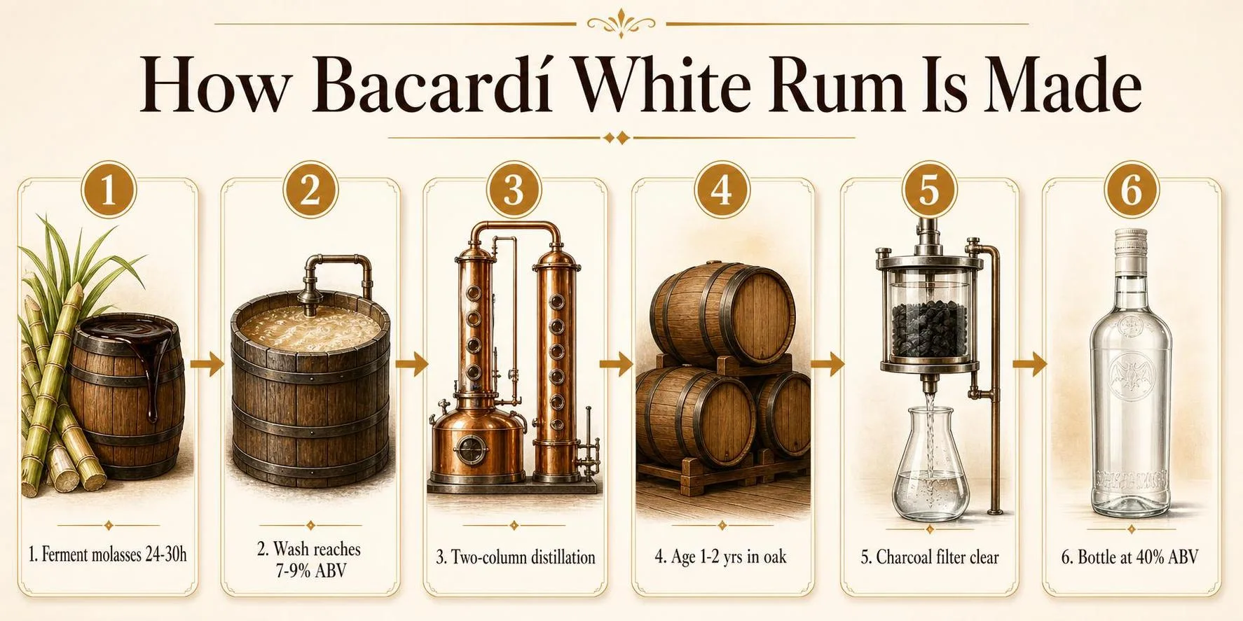 How Bacardí White Rum Is Made — key facts at a glance