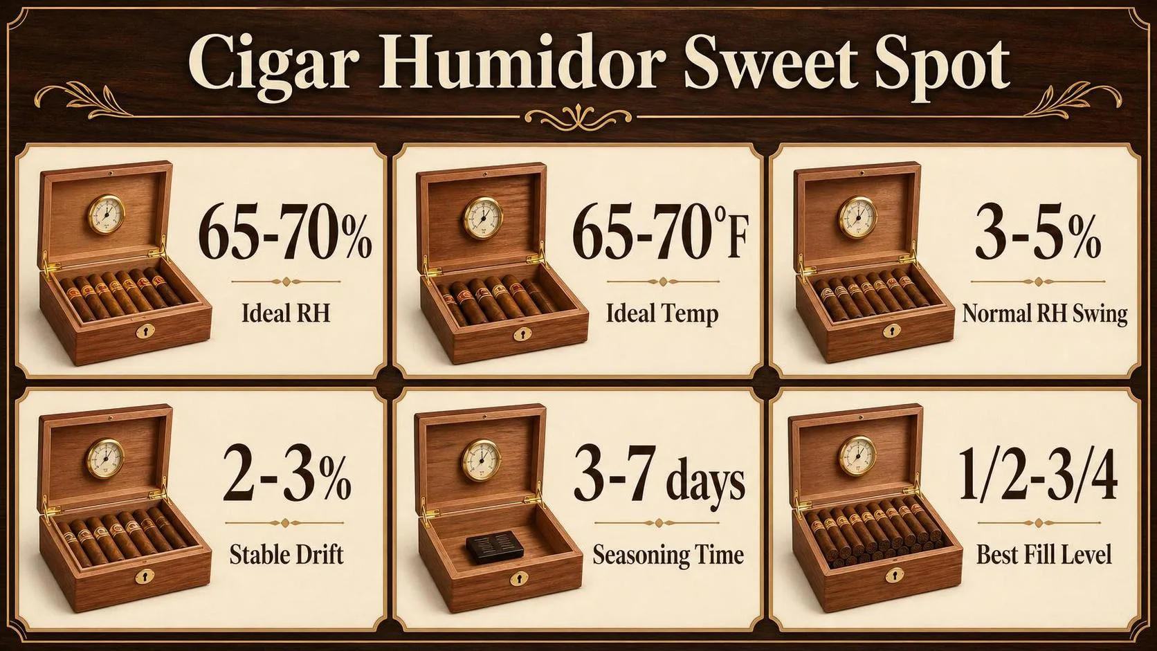 How Do Cigar Humidors Work? — The Ultimate 2026 Expert Guide 1 Cigar Humidor Sweet Spot — key facts at a glance