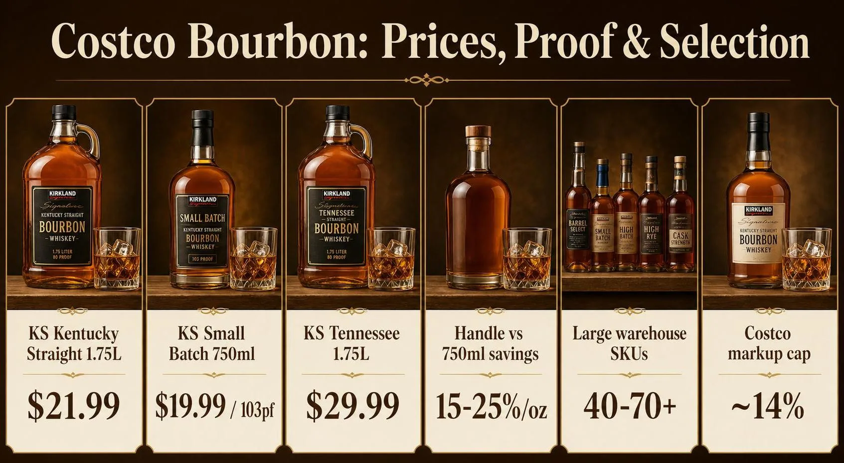 How Is The Costco Bourbon Selection? 1 Costco Bourbon: Prices, Proof & Selection — key facts at a glance