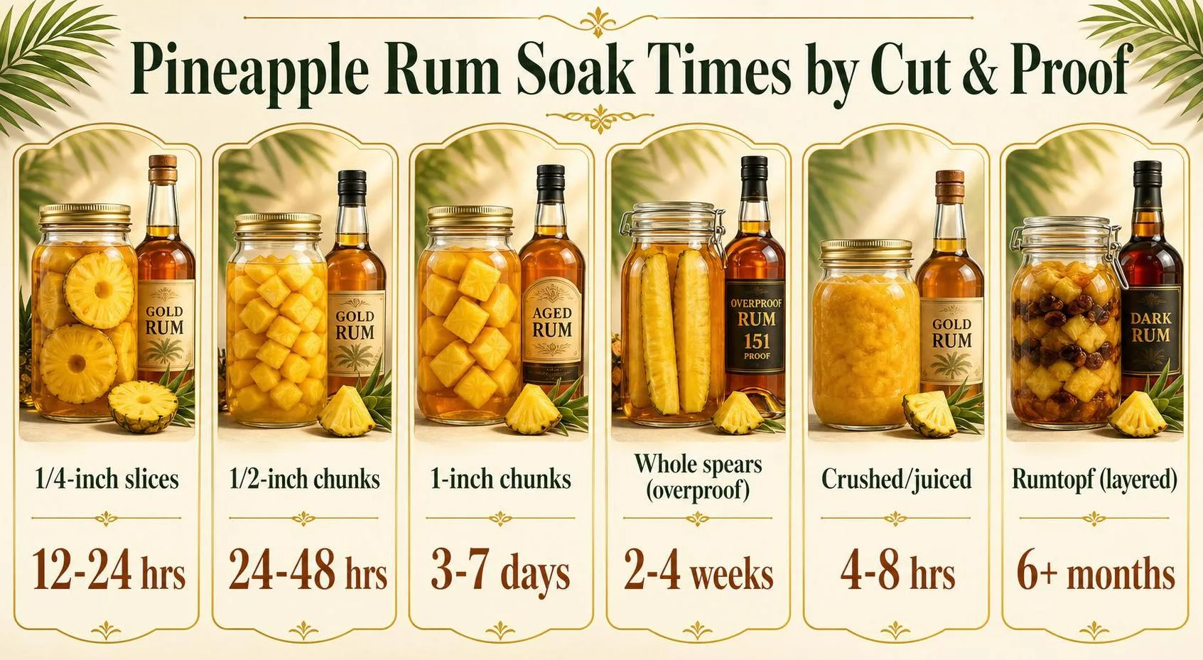 How Long Do You Soak Pineapple In Rum? 1 Pineapple Rum Soak Times by Cut & Proof — key facts at a glance