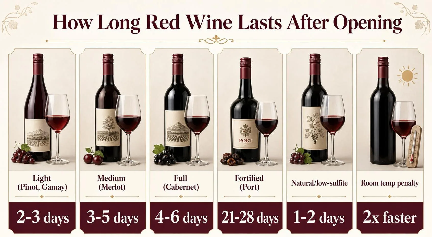 How Long Red Wine Lasts After Opening — key facts at a glance