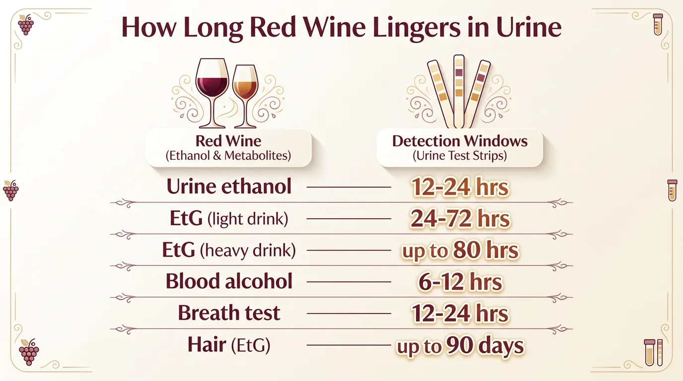 How Long Does Red Wine Stay In Your Urine? 1 How Long Red Wine Lingers in Urine — key facts at a glance