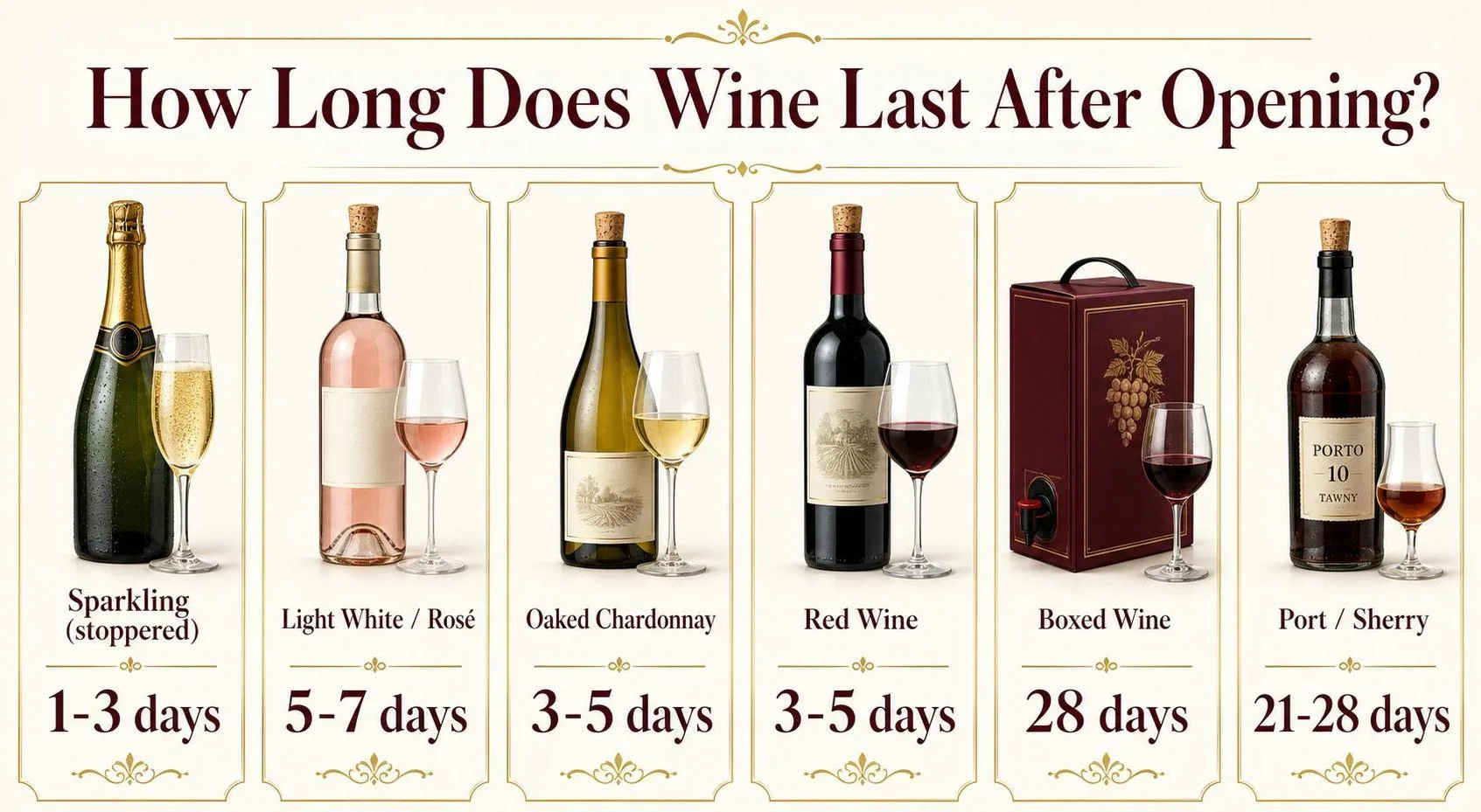 How Long Does Wine Last? 4 Rules for Storing Opened Wine 1 How Long Does Wine Last After Opening? — key facts at a glance