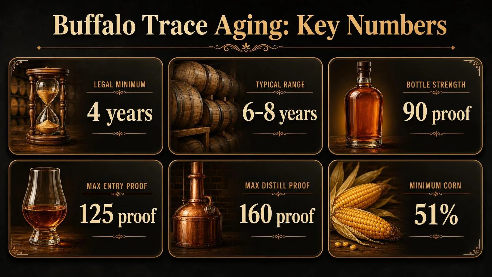 How Long Is Buffalo Trace Bourbon Aged? 1 Buffalo Trace Aging: Key Numbers — key facts at a glance