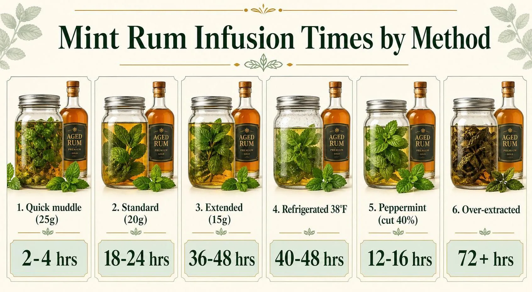 Mint Rum Infusion Times by Method — key facts at a glance