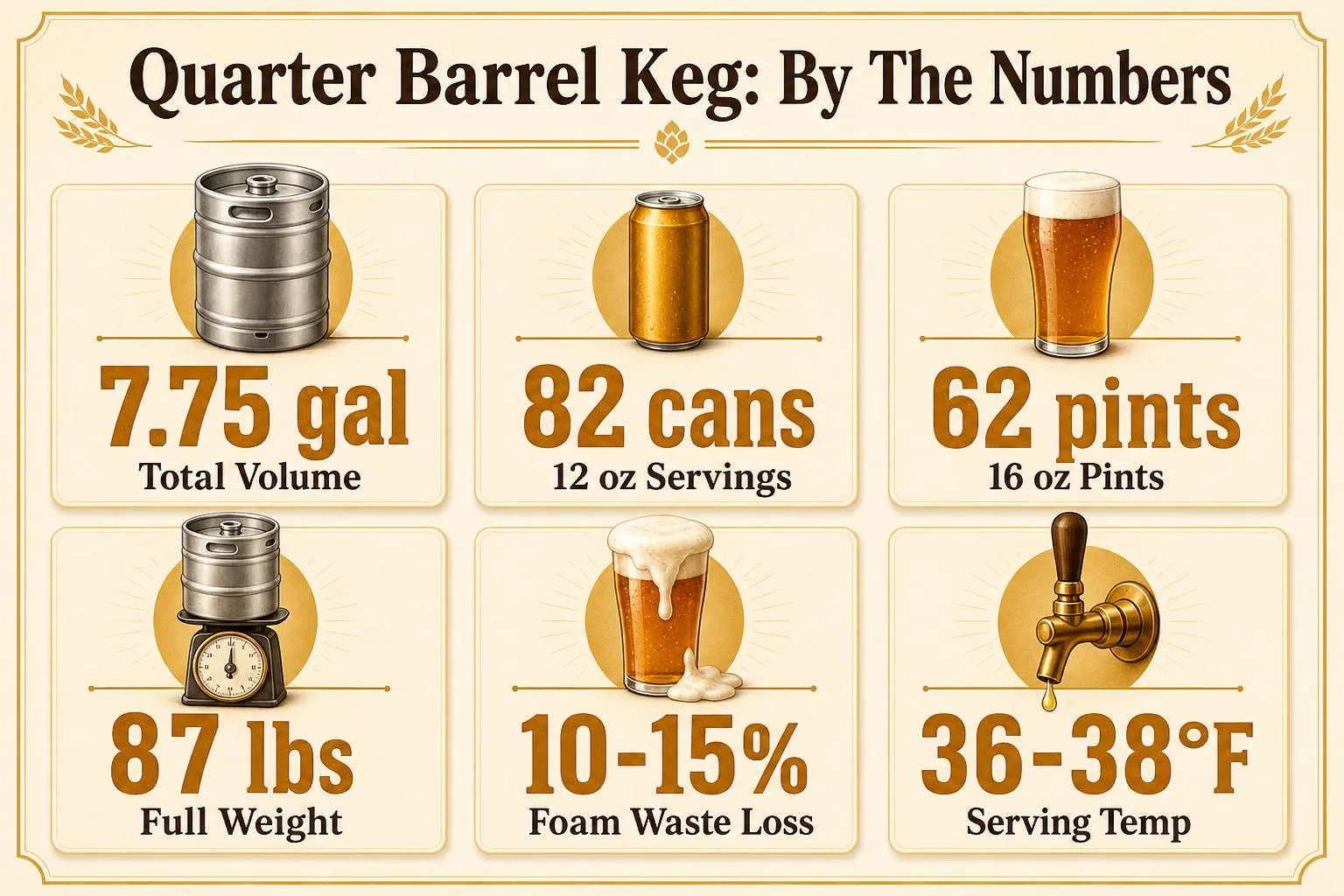 How Many Beers In A Quarter Barrel? 1 Quarter Barrel Keg: By The Numbers — key facts at a glance