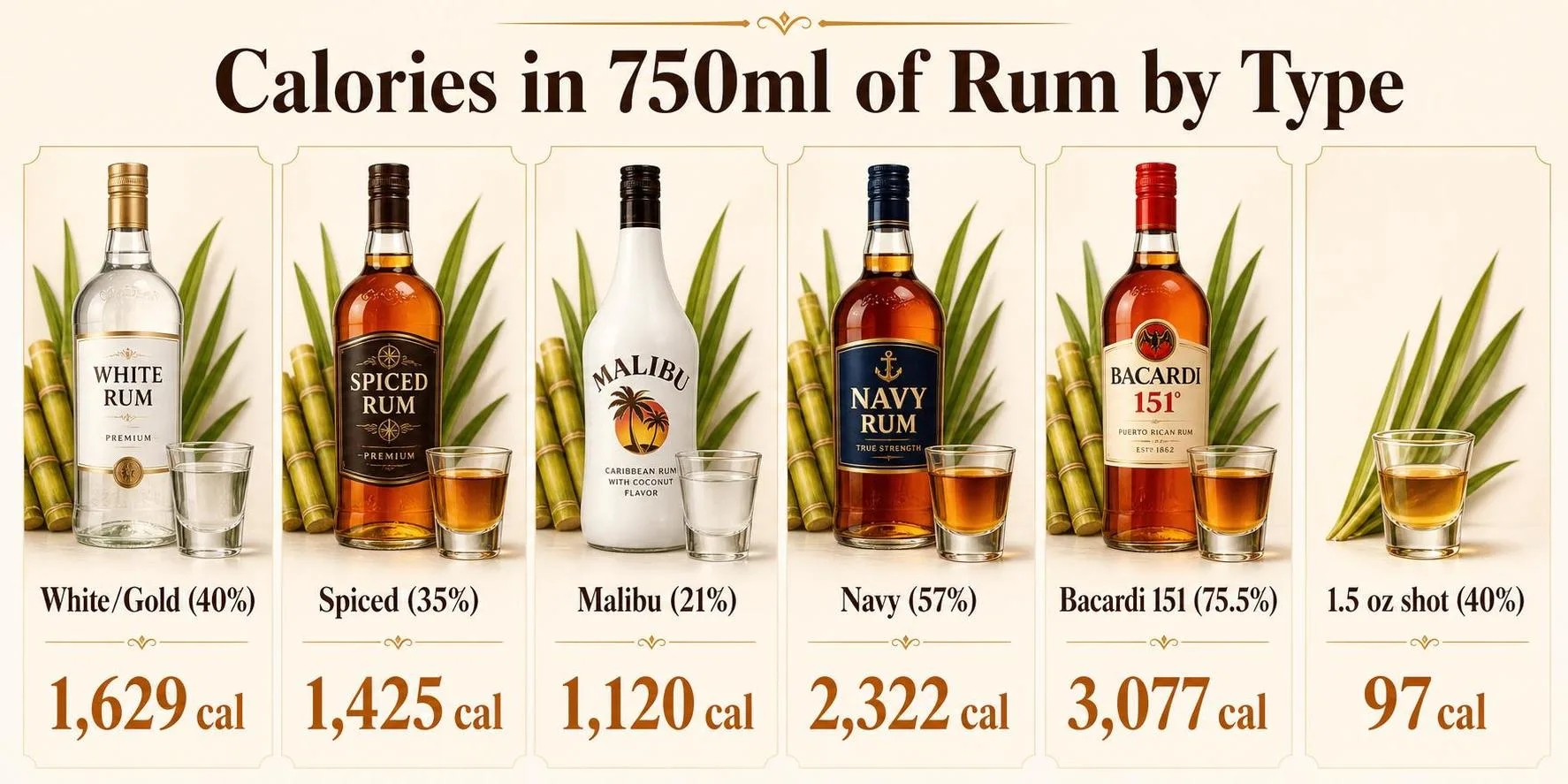 How Many Calories In 750Ml Of Rum? 1 Calories in 750ml of Rum by Type — key facts at a glance