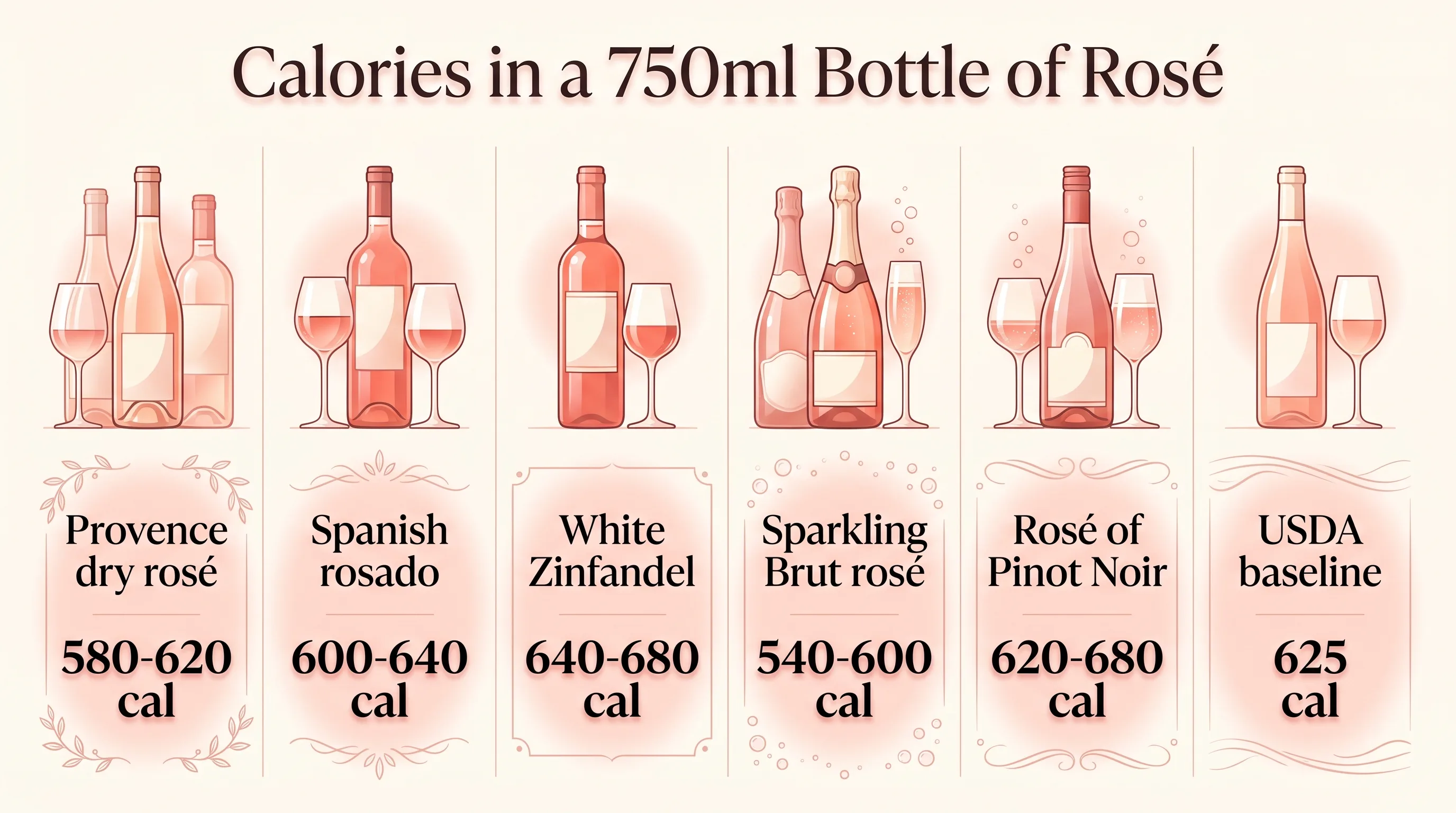 Calories in a 750ml Bottle of Rosé — key facts at a glance