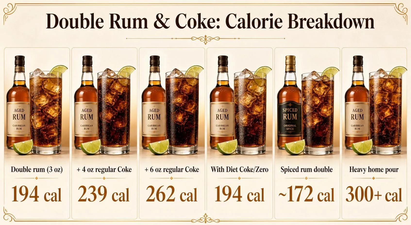 How Many Calories In A Double Rum And Coke? 1 Double Rum & Coke: Calorie Breakdown — key facts at a glance