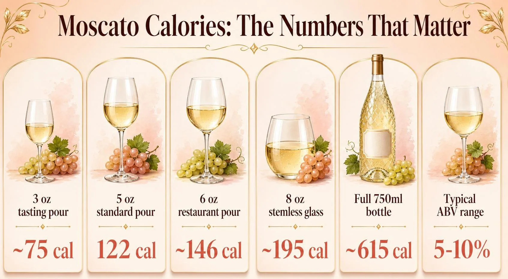 How Many Calories In A Glass Of Moscato? 1 Moscato Calories: The Numbers That Matter — key facts at a glance