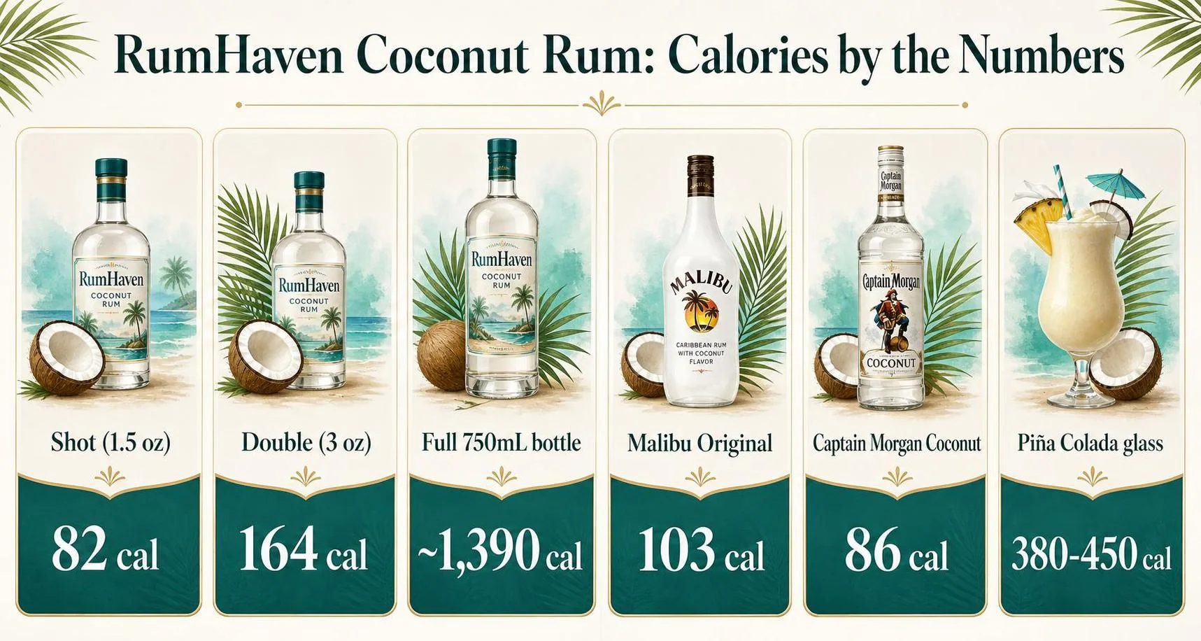 How Many Calories In Rum Haven Coconut Rum? 1 RumHaven Coconut Rum: Calories by the Numbers — key facts at a glance