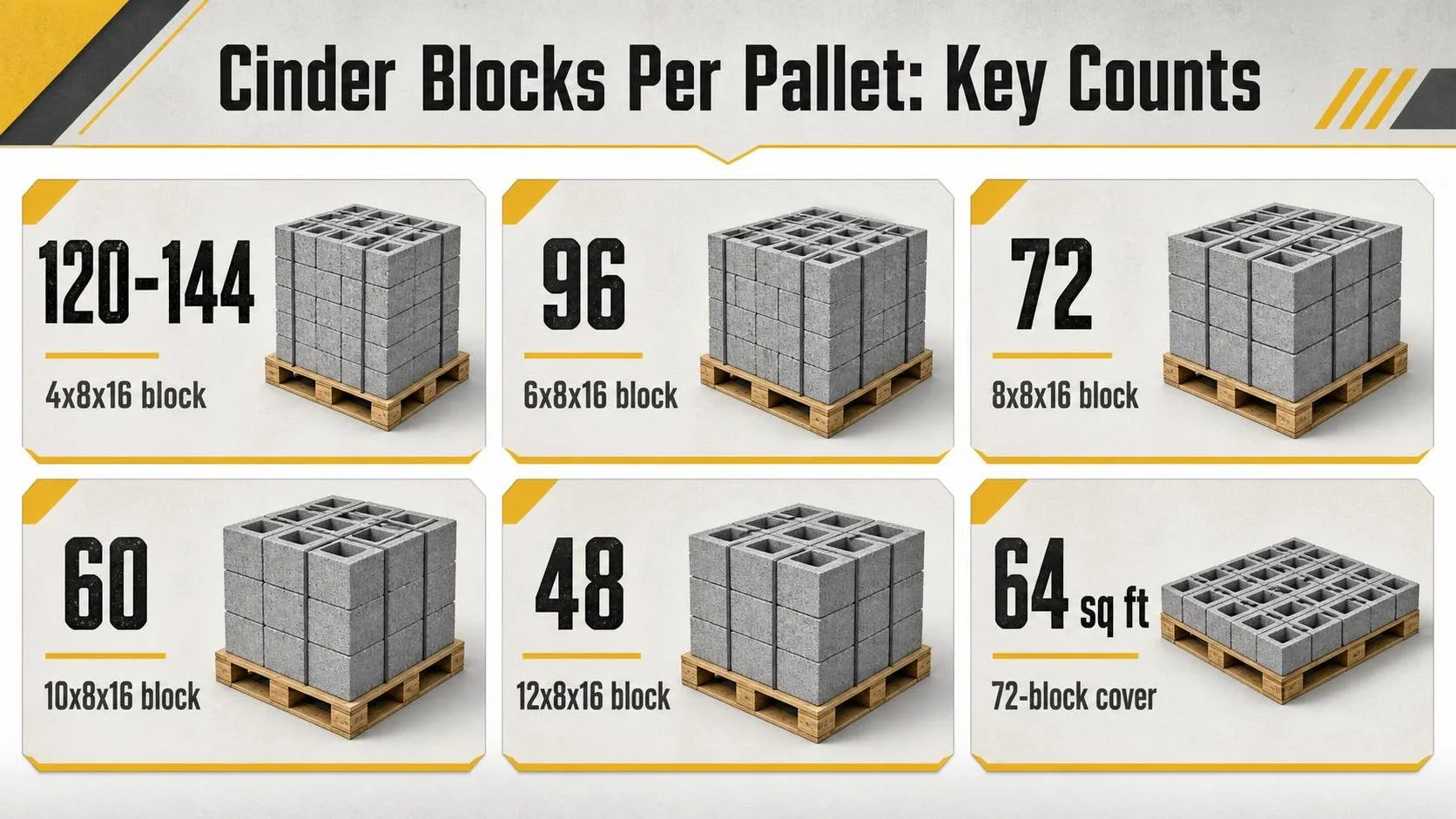 How Many Cinder Blocks On A Pallet? Find Out Now 1 Cinder Blocks Per Pallet: Key Counts — key facts at a glance