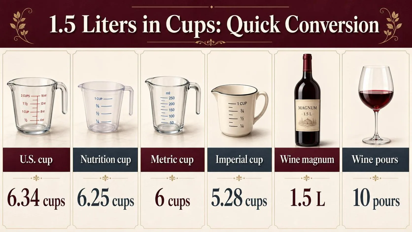 1.5 Liters in Cups: Quick Conversion — key facts at a glance