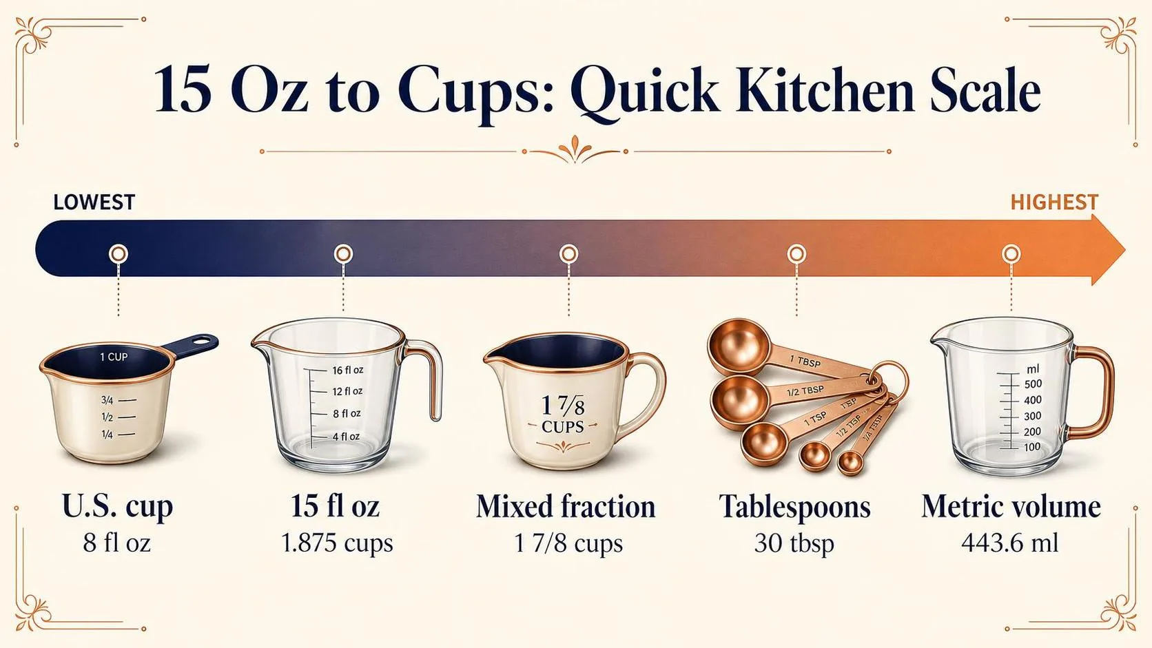 How Many Cups Is 15 Oz? Quick Conversion Ways 1 15 Oz to Cups: Quick Kitchen Scale — key facts at a glance