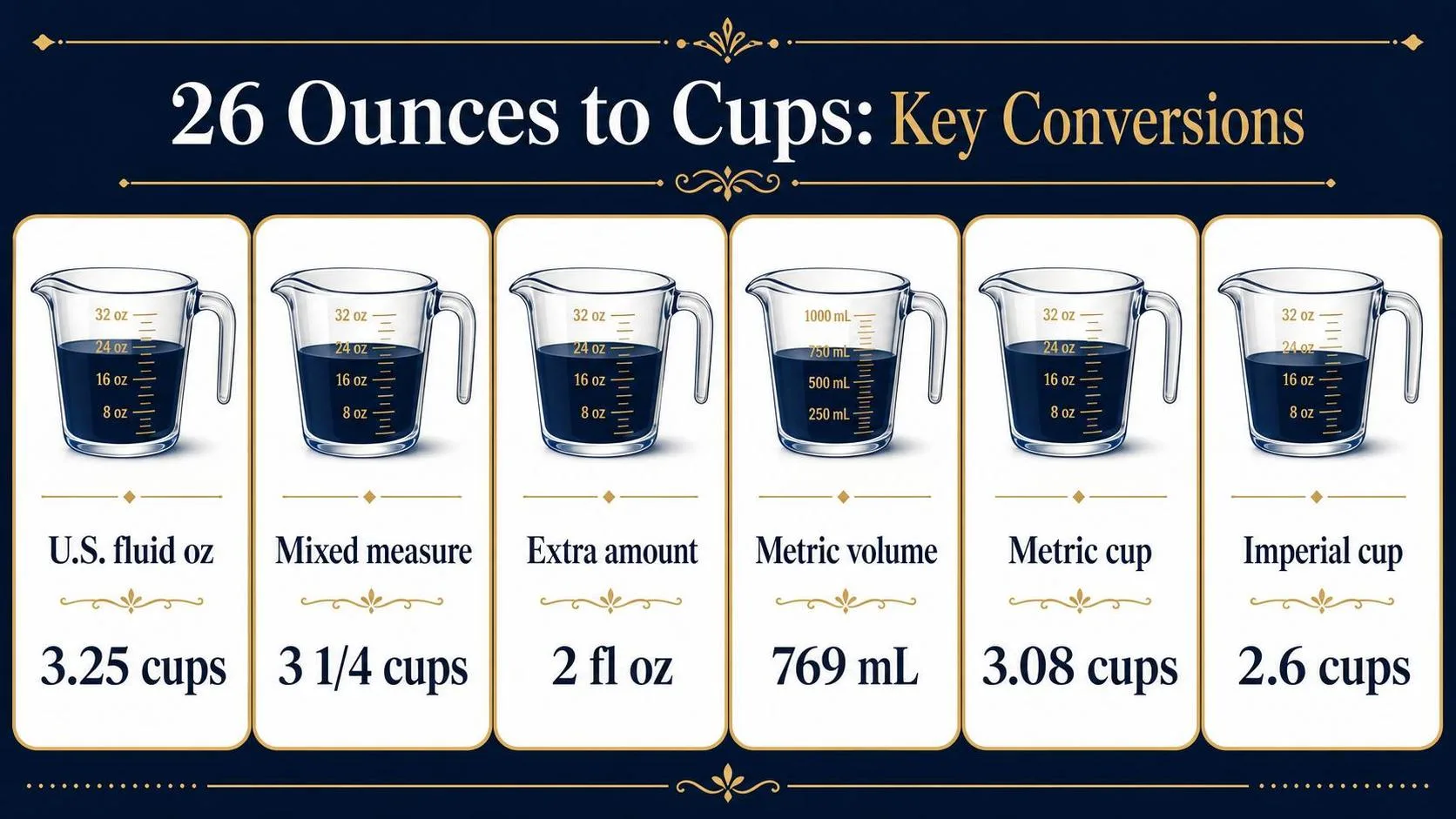 26 Ounces to Cups: Key Conversions — key facts at a glance