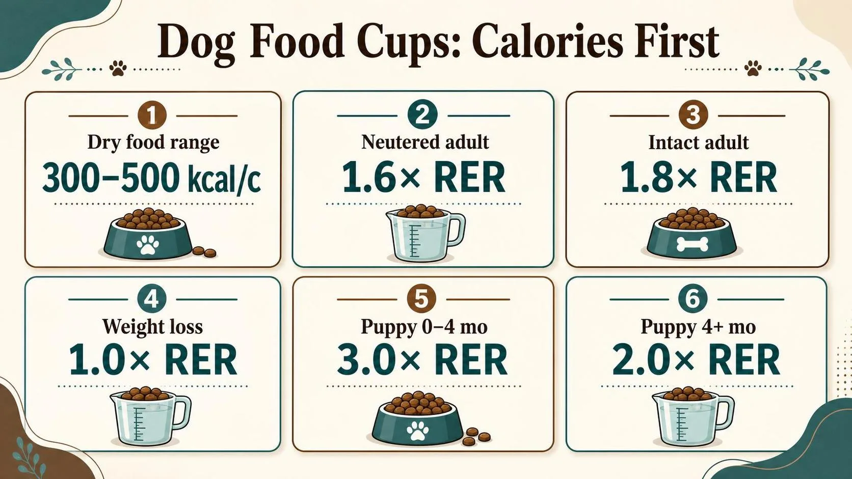 How Many Cups Of Dog Food Per Day? 1 Dog Food Cups: Calories First — key facts at a glance